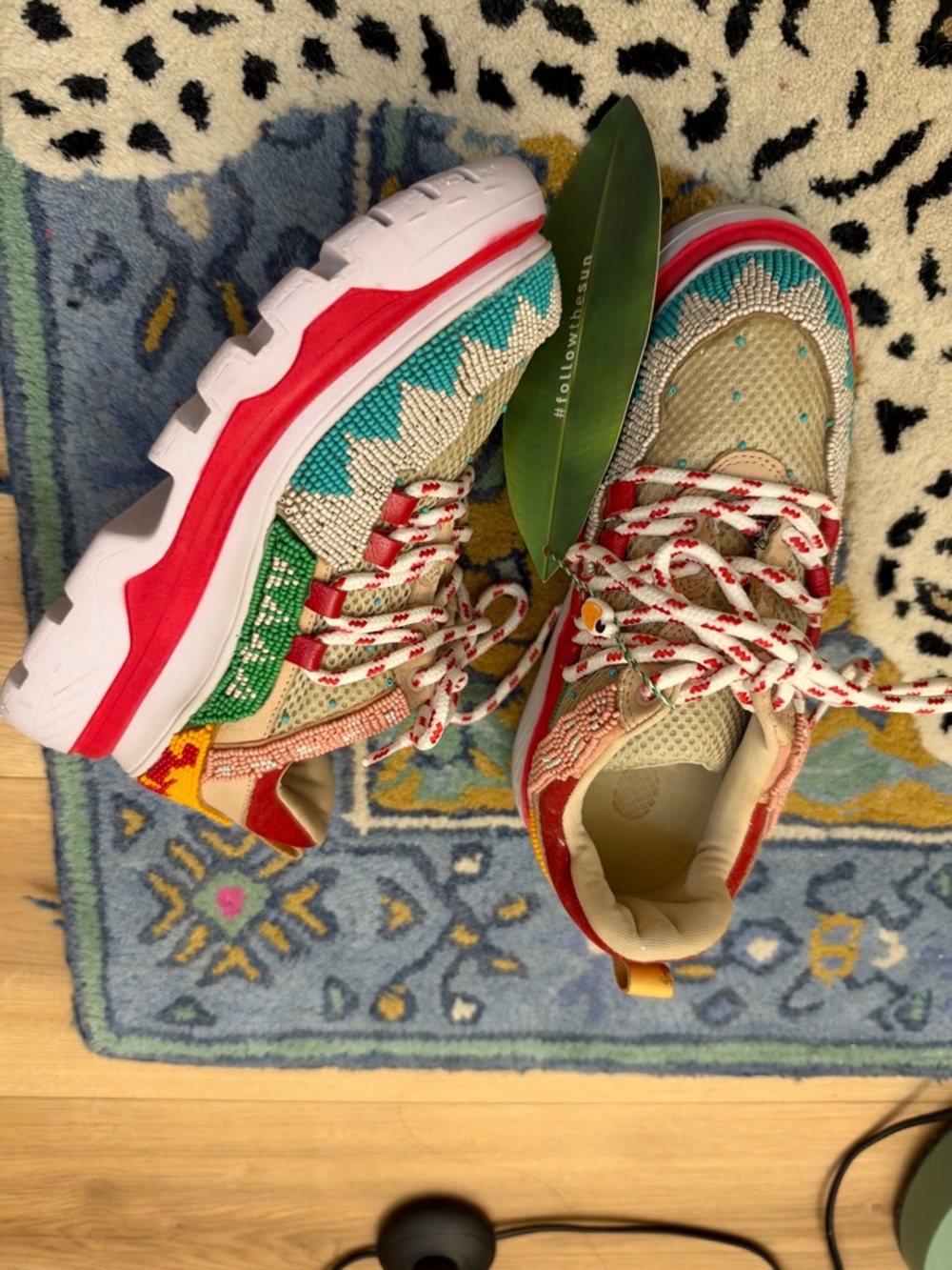 FARM Rio Beige Multicolor Beaded Sneaker - Picture 3 of 6